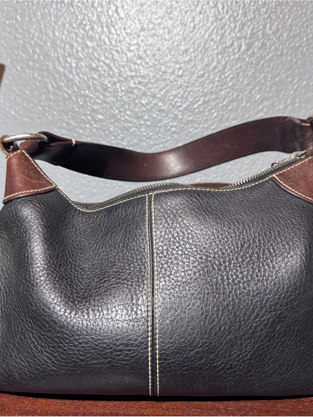 Dooney & Bourke Black and Brown Leather Shoulder Bag
